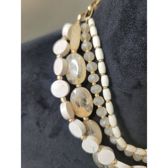 Women's Island Passage Multi Strand Beaded Necklace Lobster Clasp Cream Gold - Picture 5 of 6